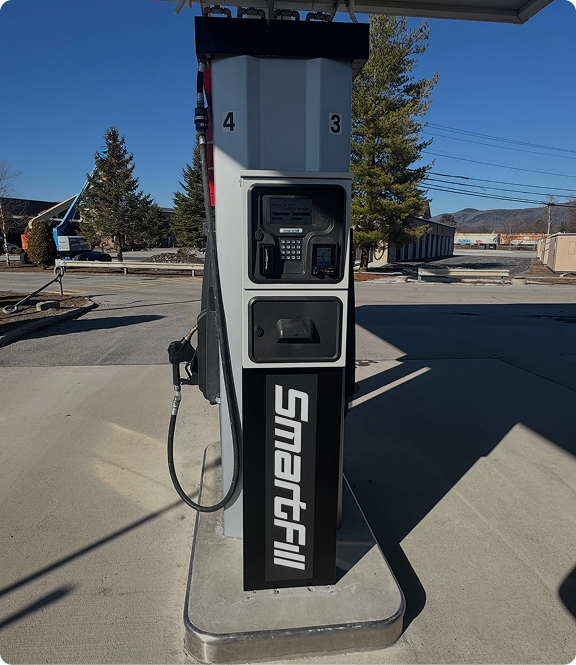A Keyser Fuel Stop pump with a tap-and-go card reader at the Rutland, VT station